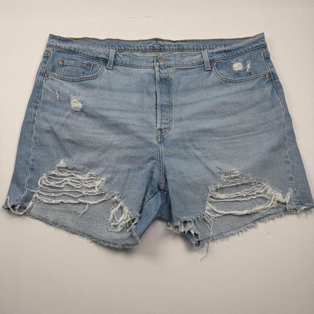 Levis 501 Shorts Womens 22W Distressed Ripped Denim High Rise Waterless